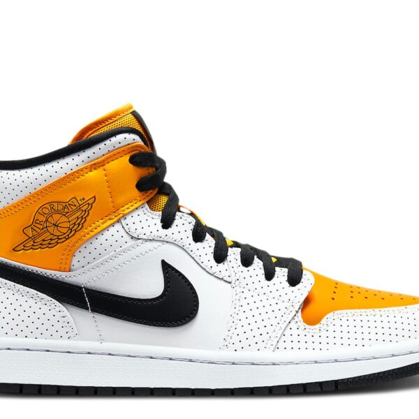 Wmns Jordan 1 Mid 'Perforated - White University Gold'