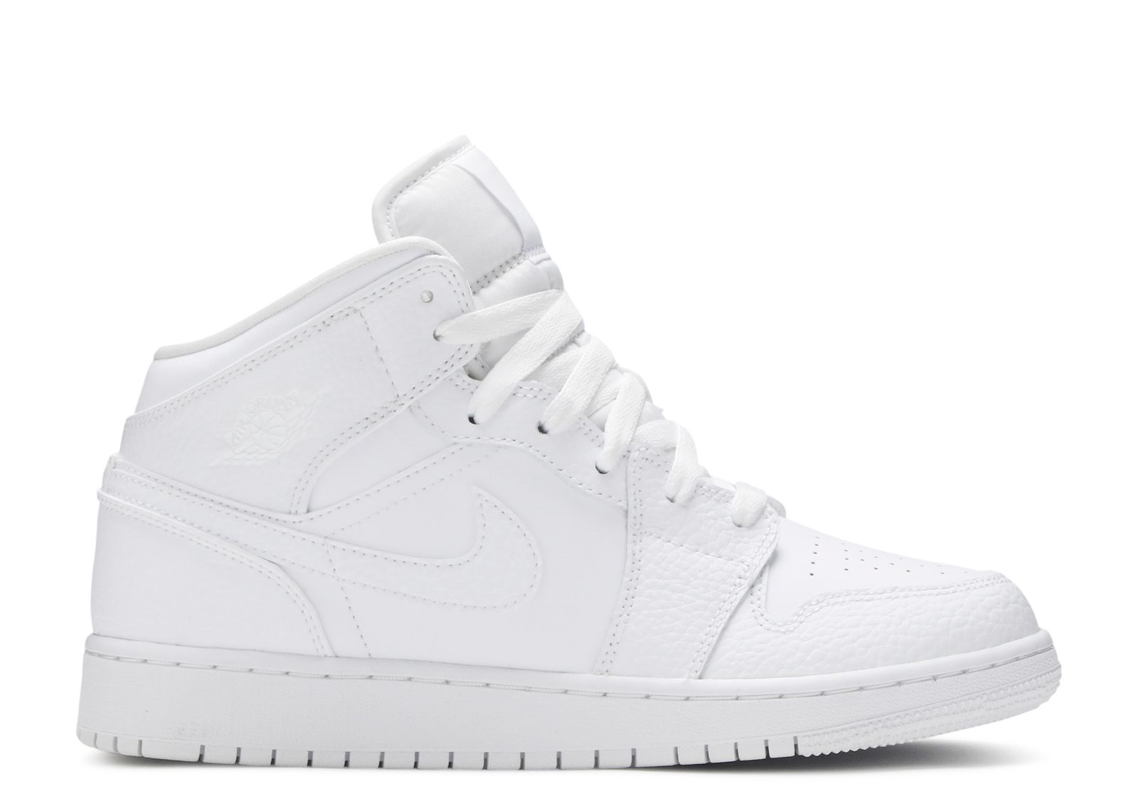 Jordan 1 Mid GS 'Triple White Tumbled Leather' 2020