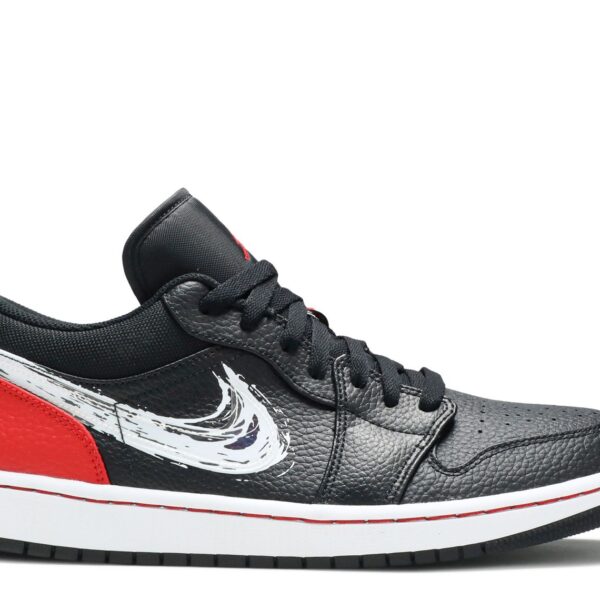 Jordan 1 Low 'Brushstroke Swoosh - Black Red'