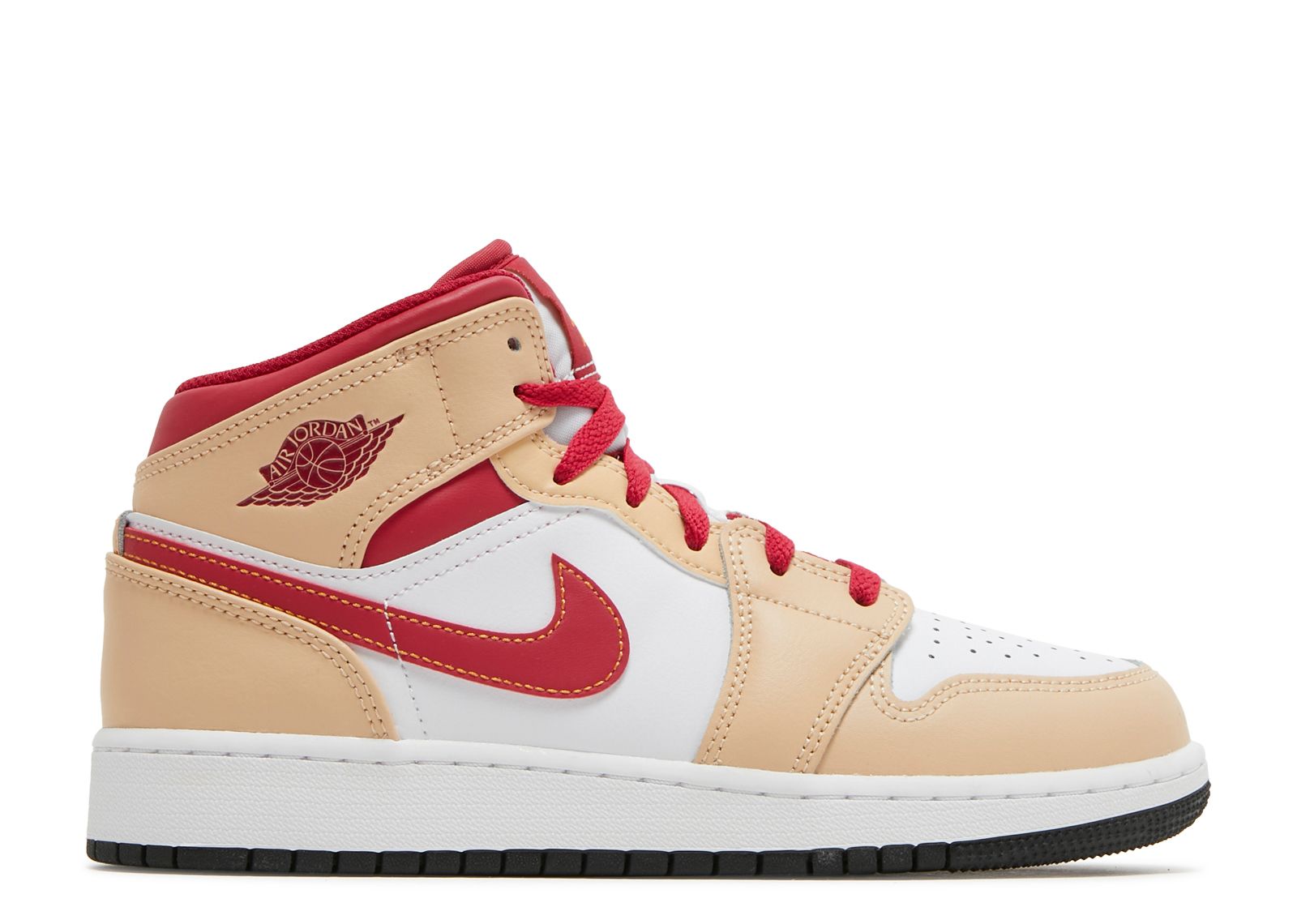 Jordan 1 Mid GS 'Light Curry Cardinal Red'